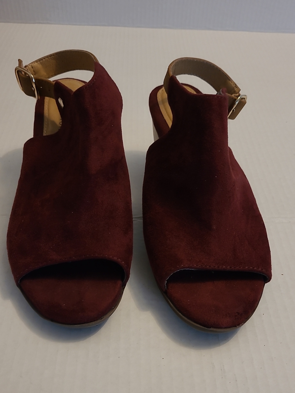 croft & barrow Suede Open-Toe Slingback Sandals - Burgundy
